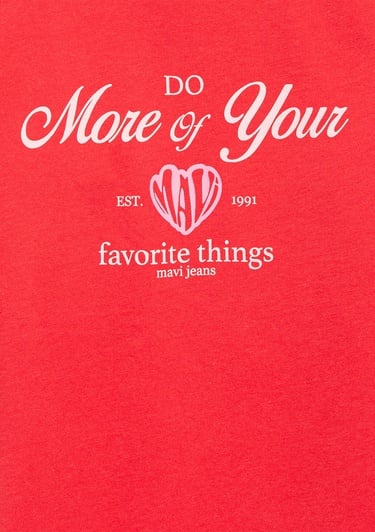  Mavi Baskılı Kırmızı Tişört Regular Fit / Normal Kesim 7610399-70478