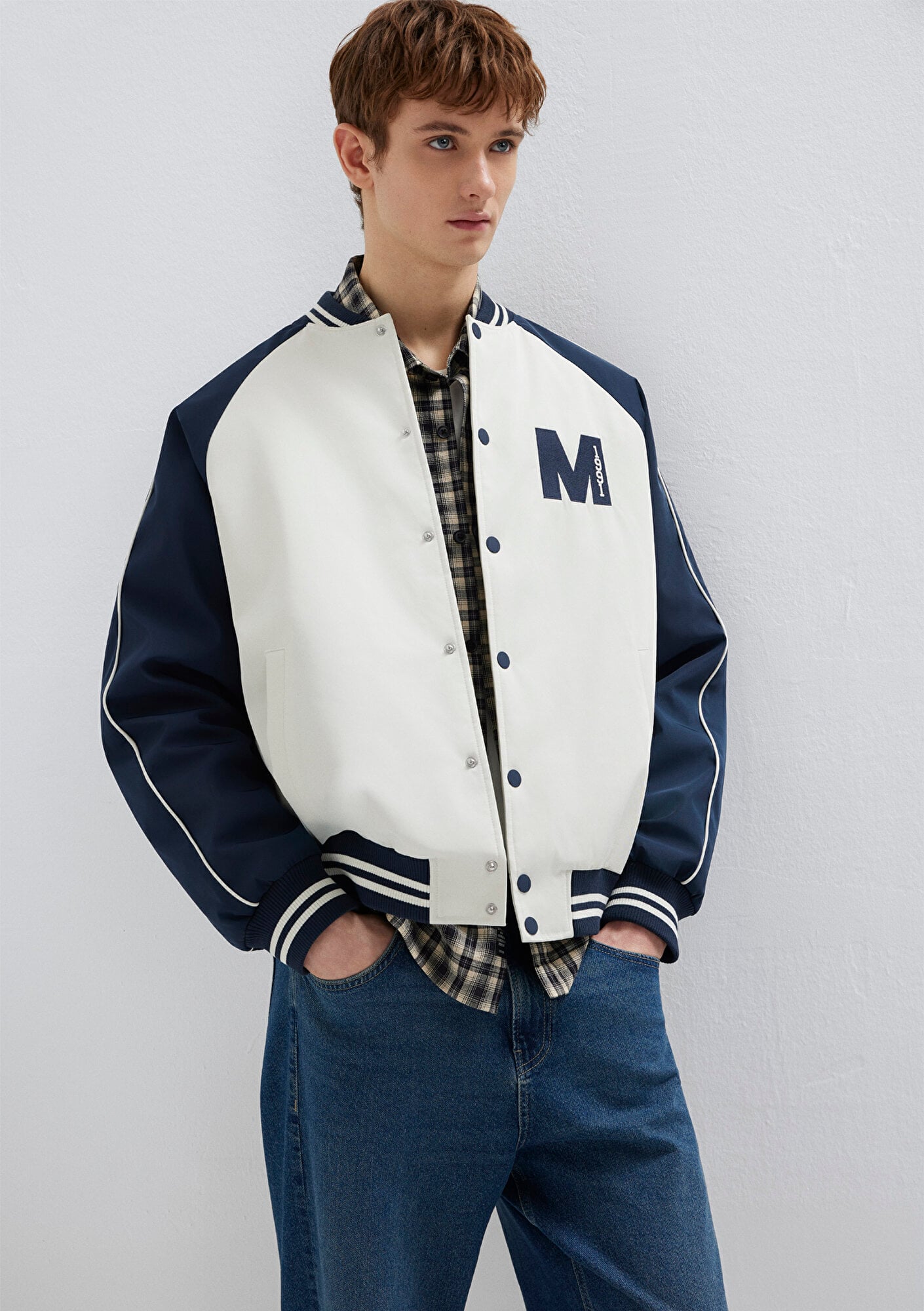  Mavi M Nakış Detaylı Ekru Ceket Loose Fit / Bol Rahat Kesim 0110768-86412