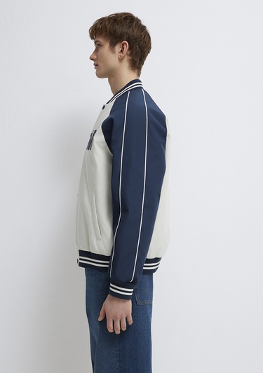  Mavi M Nakış Detaylı Ekru Ceket Loose Fit / Bol Rahat Kesim 0110768-86412