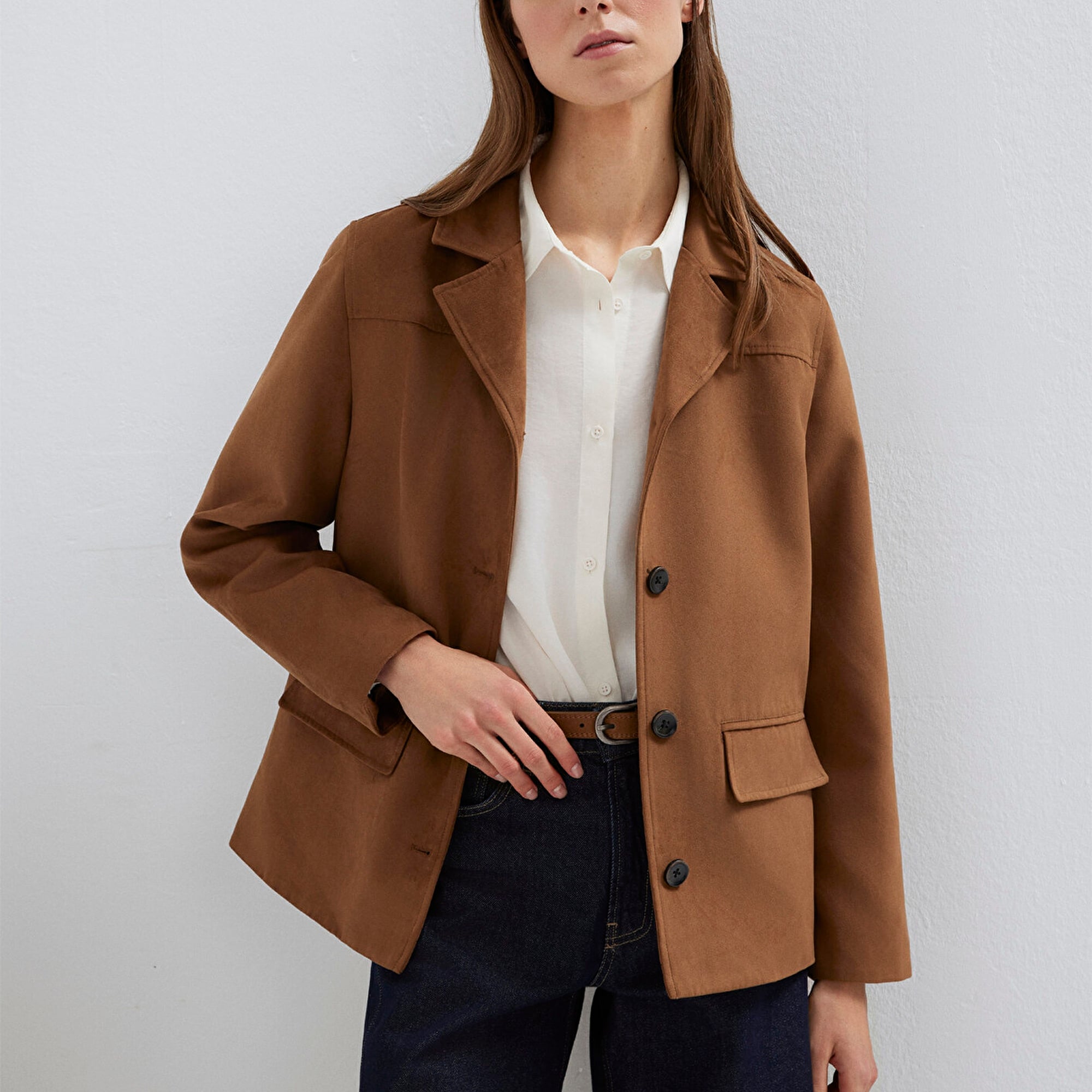 Mavi Kahverengi Suni Süet Ceket Regular Fit / Normal Kesim 1110817-70226