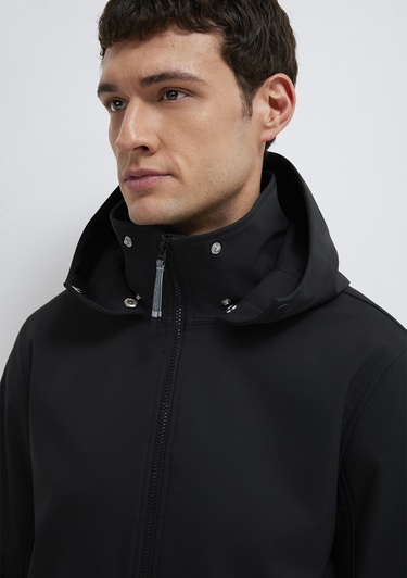  Mavi Kapüşonlu Siyah Ceket Regular Fit / Normal Kesim 0110763-71379