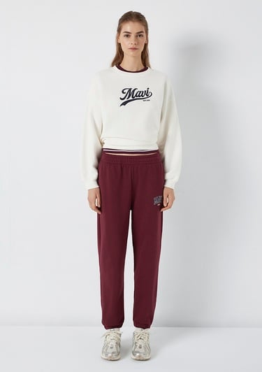  Mavi Mavi Logo Baskılı Bordo Eşofman Altı 1010757-90705