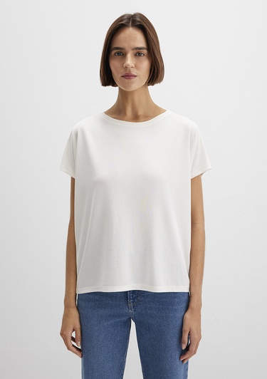  Mavi Lux Touch (TENCEL™) Modal Ekru Basic Tişört Loose Fit / Bol Rahat Kesim 167245-25705