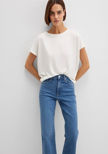  Mavi Lux Touch (TENCEL™) Modal Ekru Basic Tişört Loose Fit / Bol Rahat Kesim 167245-25705