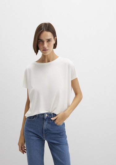  Mavi Lux Touch (TENCEL™) Modal Ekru Basic Tişört Loose Fit / Bol Rahat Kesim 167245-25705