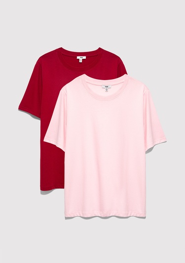  Mavi 2li Kadın Basic Tişört Regular Fit / Normal Kesim 1611366-70431