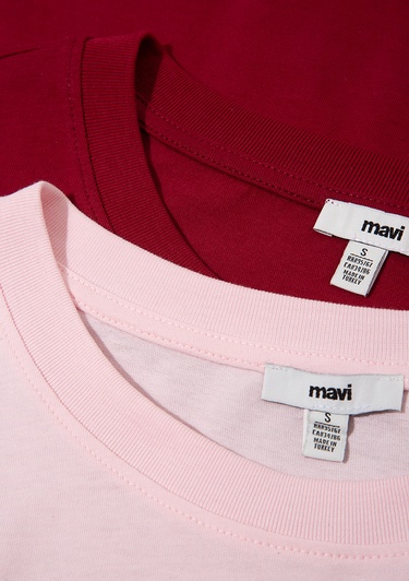  Mavi 2li Kadın Basic Tişört Regular Fit / Normal Kesim 1611366-70431