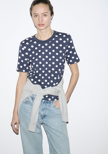  Mavi Ekru Tişört Regular Fit / Normal Kesim 1614064-91575