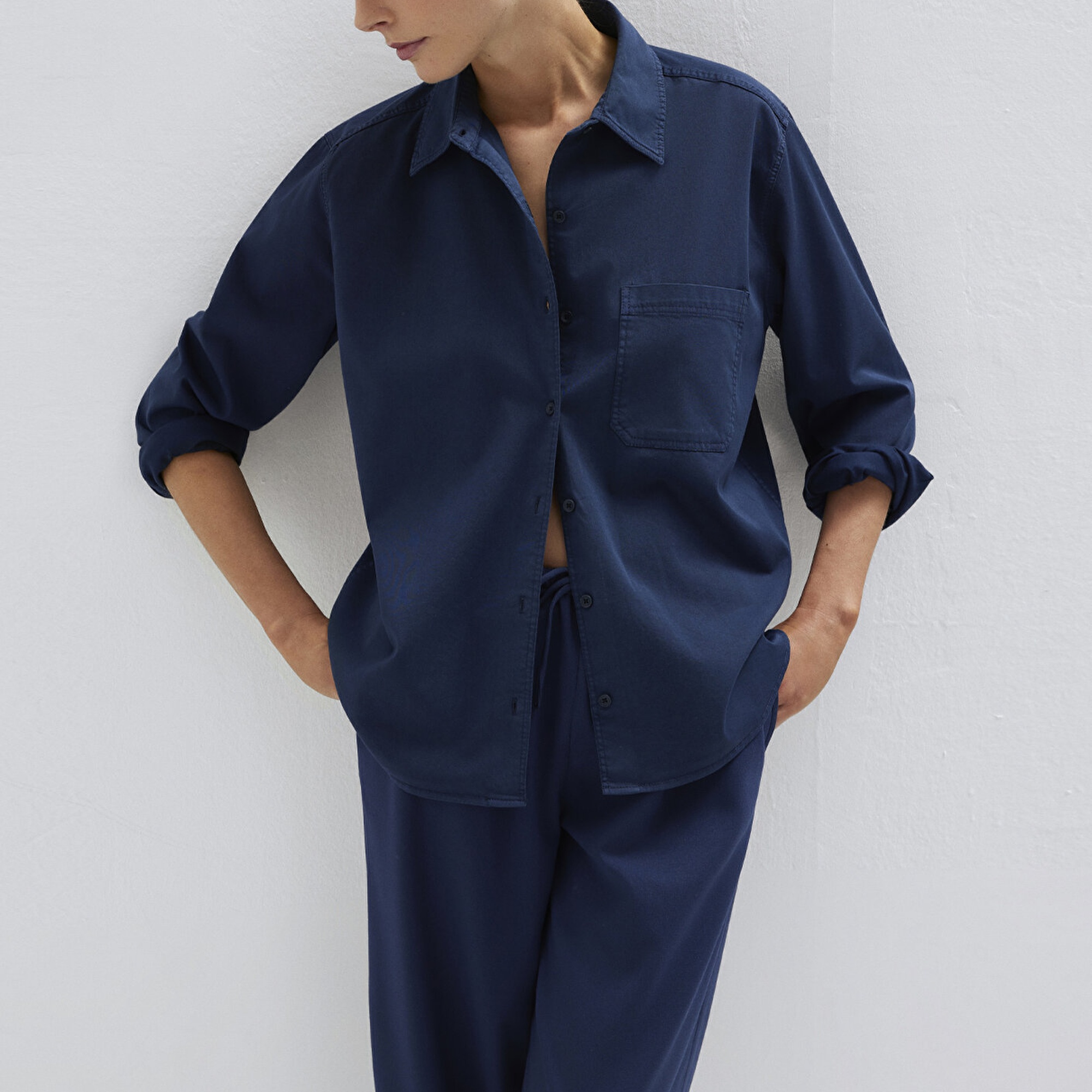 Mavi Lacivert Gömlek Loose Fit / Bol Rahat Kesim 1211385-70497