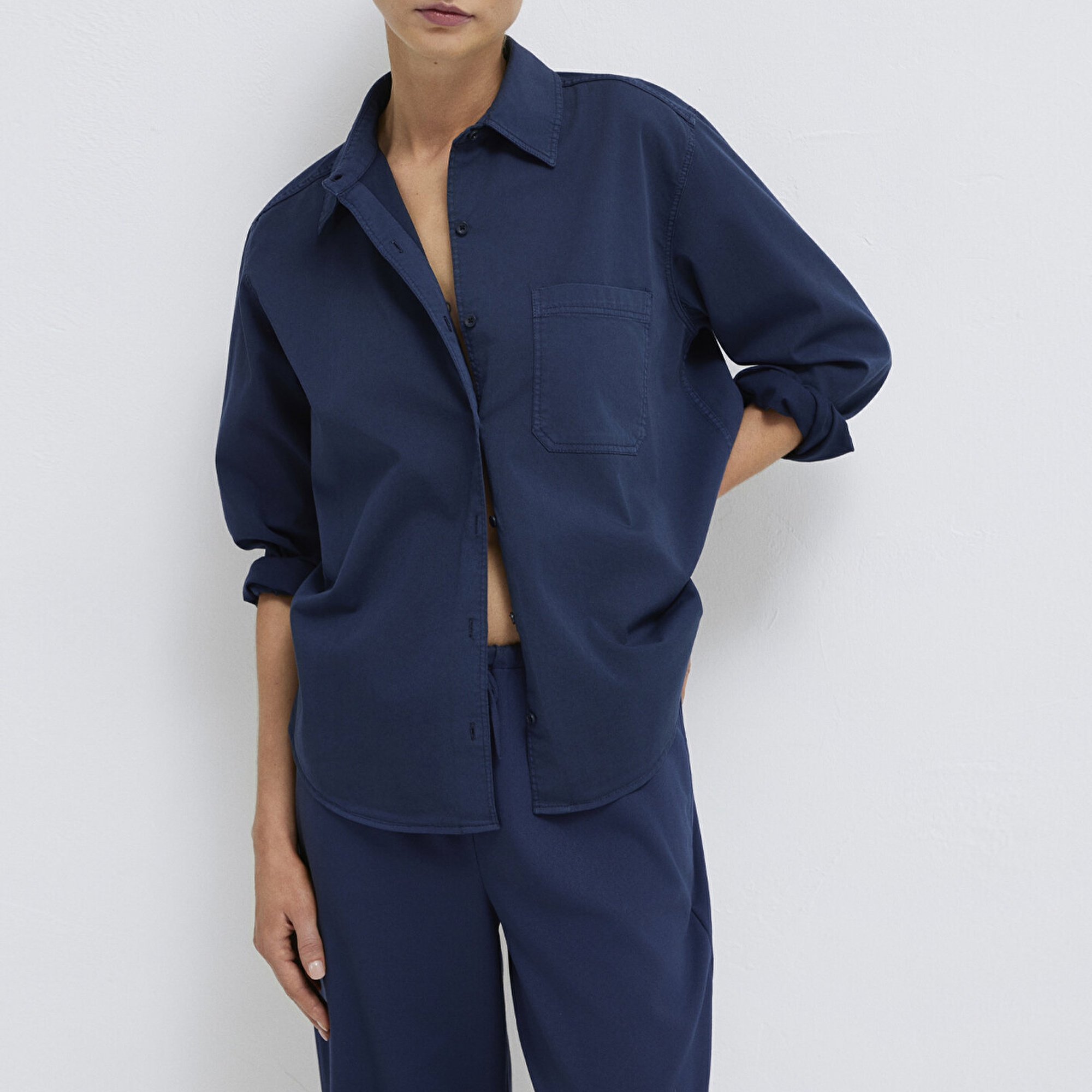 Mavi Lacivert Gömlek Loose Fit / Bol Rahat Kesim 1211385-70497