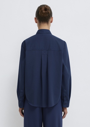  Mavi Lacivert Gömlek Loose Fit / Bol Rahat Kesim 1211385-70497