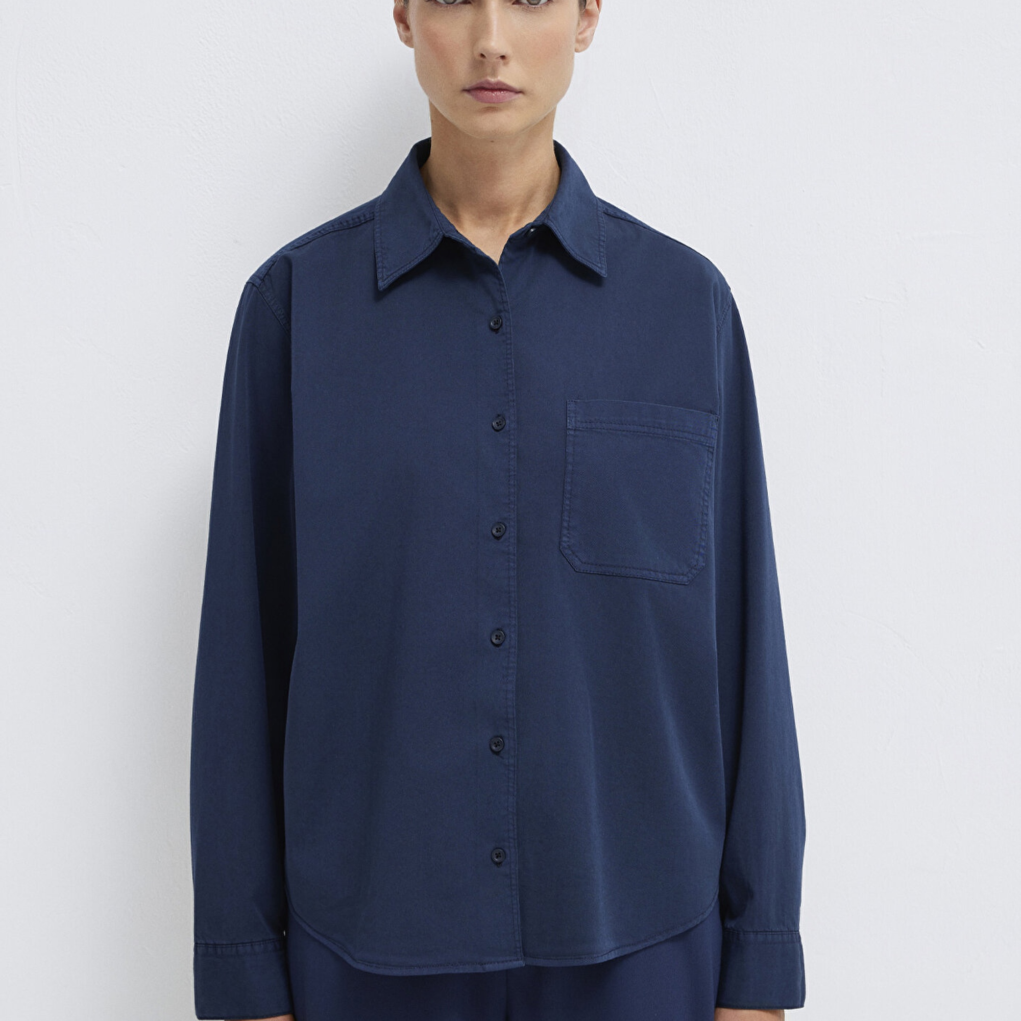 Mavi Lacivert Gömlek Loose Fit / Bol Rahat Kesim 1211385-70497