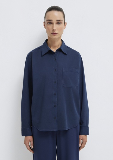  Mavi Lacivert Gömlek Loose Fit / Bol Rahat Kesim 1211385-70497