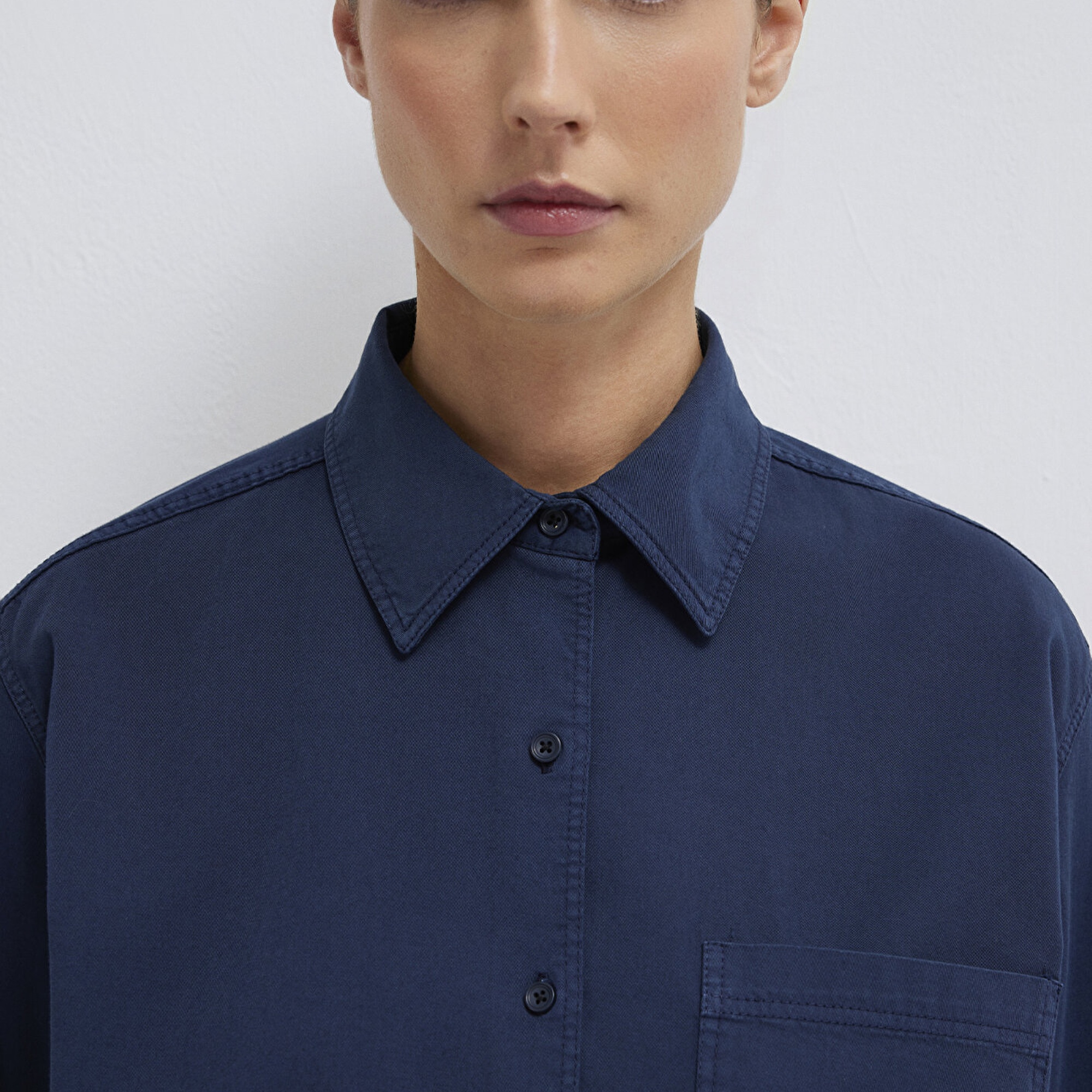 Mavi Lacivert Gömlek Loose Fit / Bol Rahat Kesim 1211385-70497