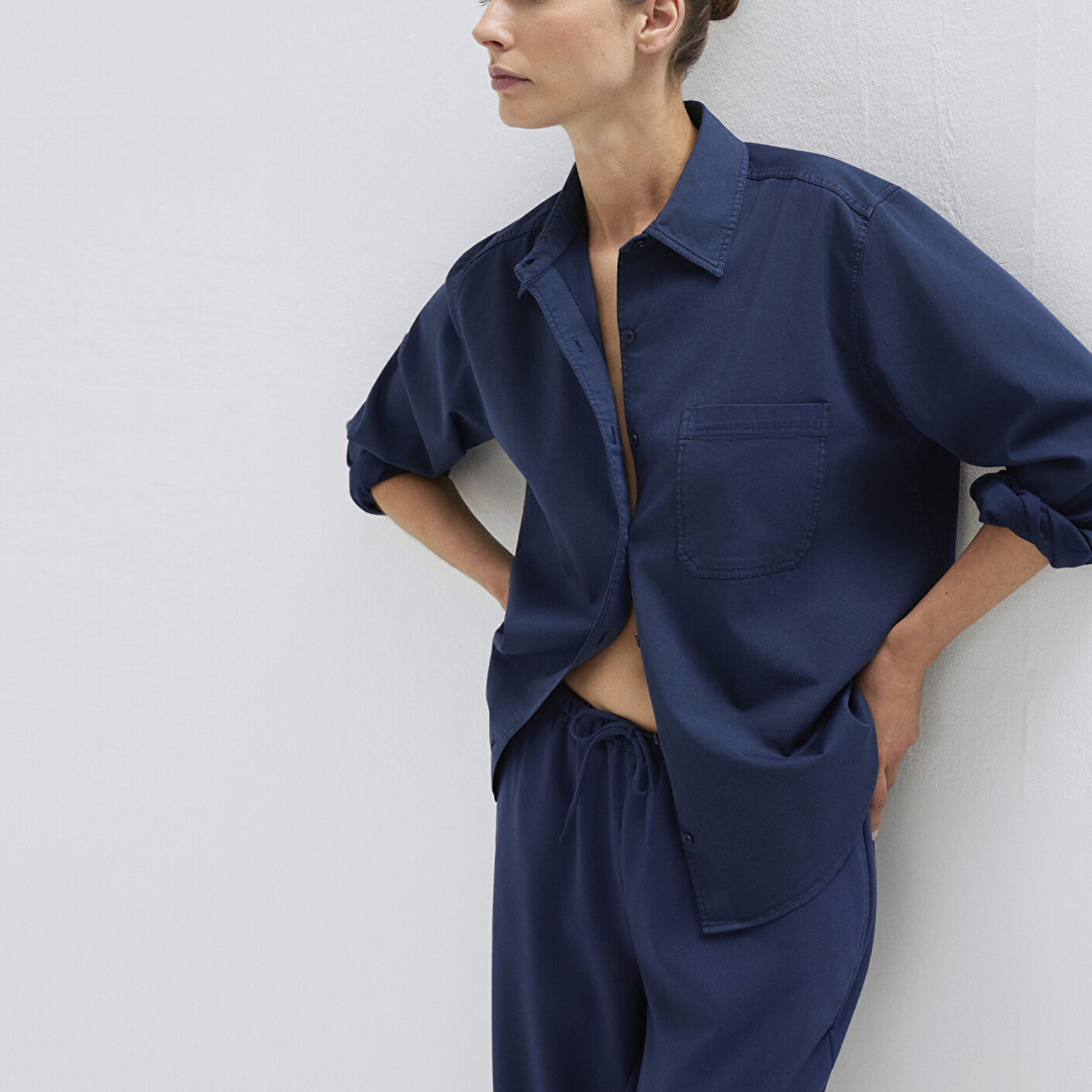 Mavi Lacivert Gömlek Loose Fit / Bol Rahat Kesim 1211385-70497