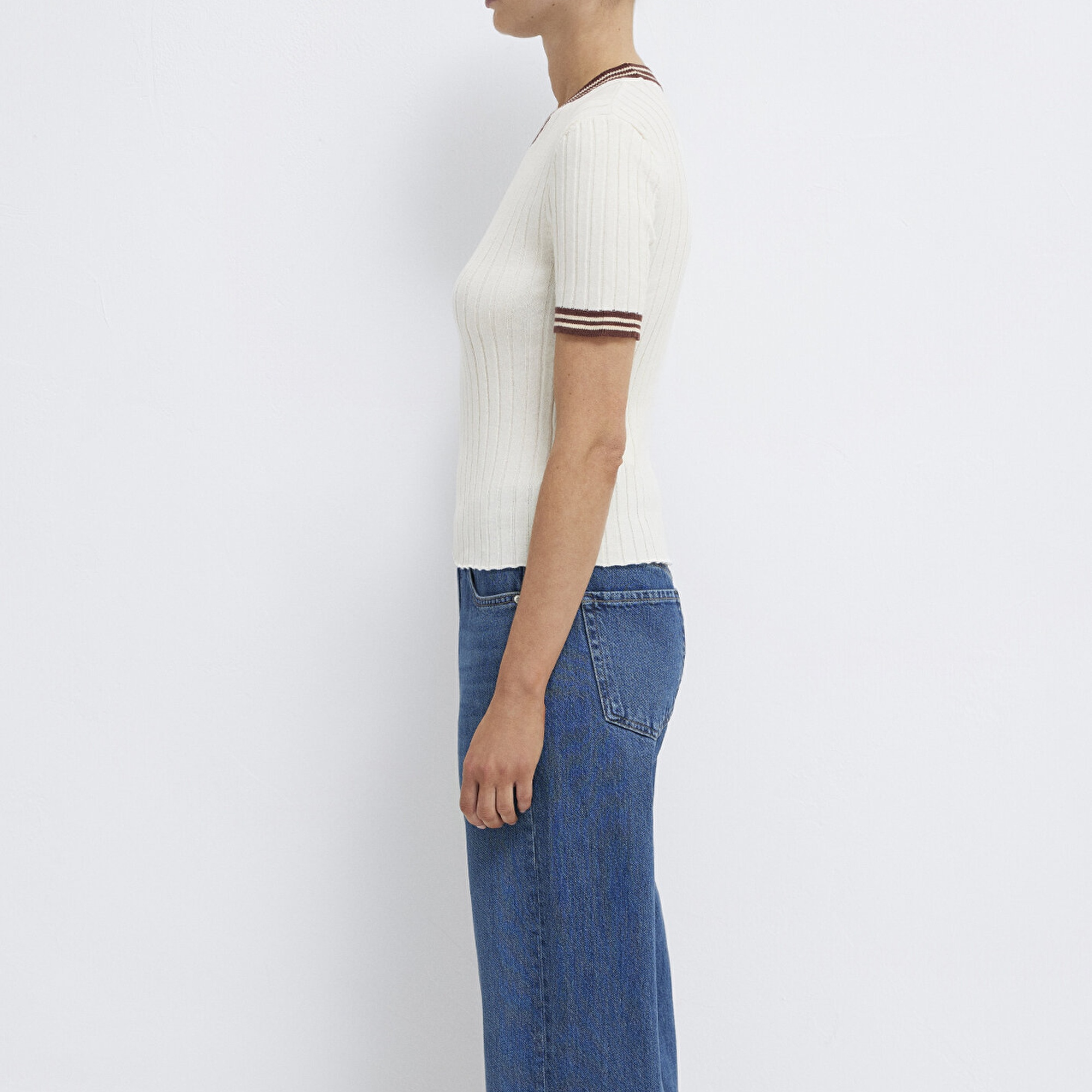 Mavi Ekru Triko Fitted / Vücuda Oturan Kesim 1710843-70048