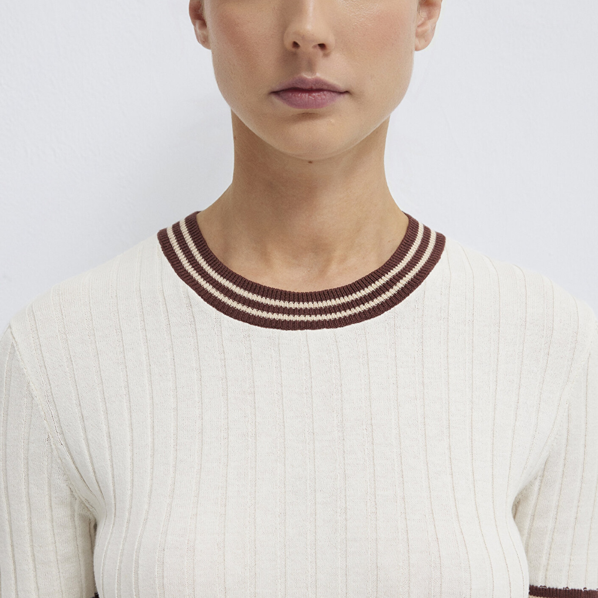 Mavi Ekru Triko Fitted / Vücuda Oturan Kesim 1710843-70048