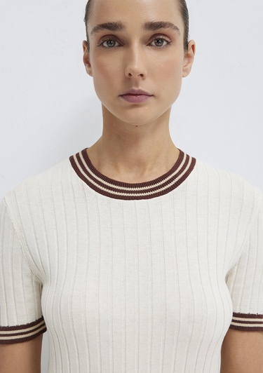  Mavi Ekru Triko Fitted / Vücuda Oturan Kesim 1710843-70048