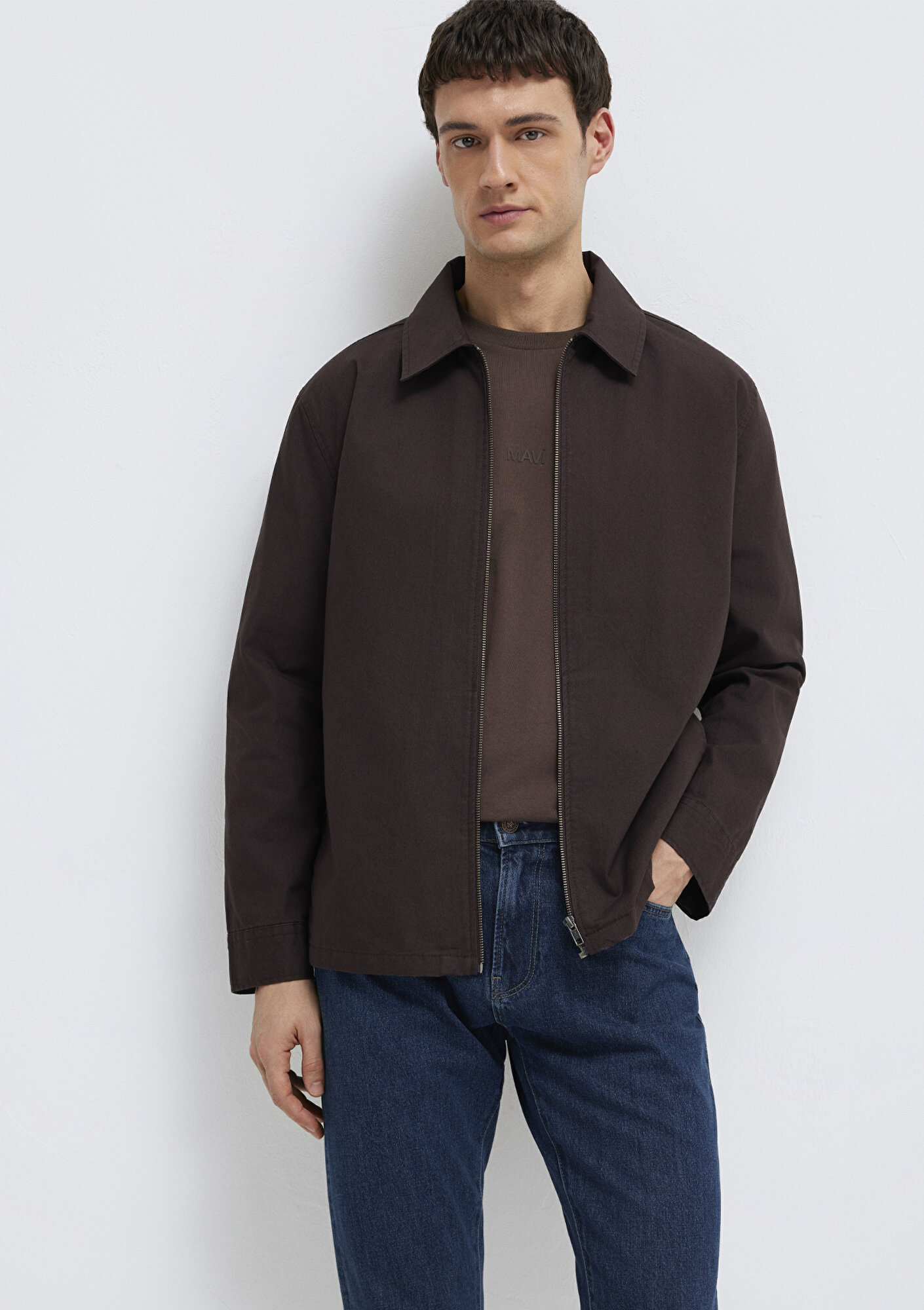  Mavi Kahverengi Gömlek Loose Fit / Bol Rahat Kesim 0212059-88615