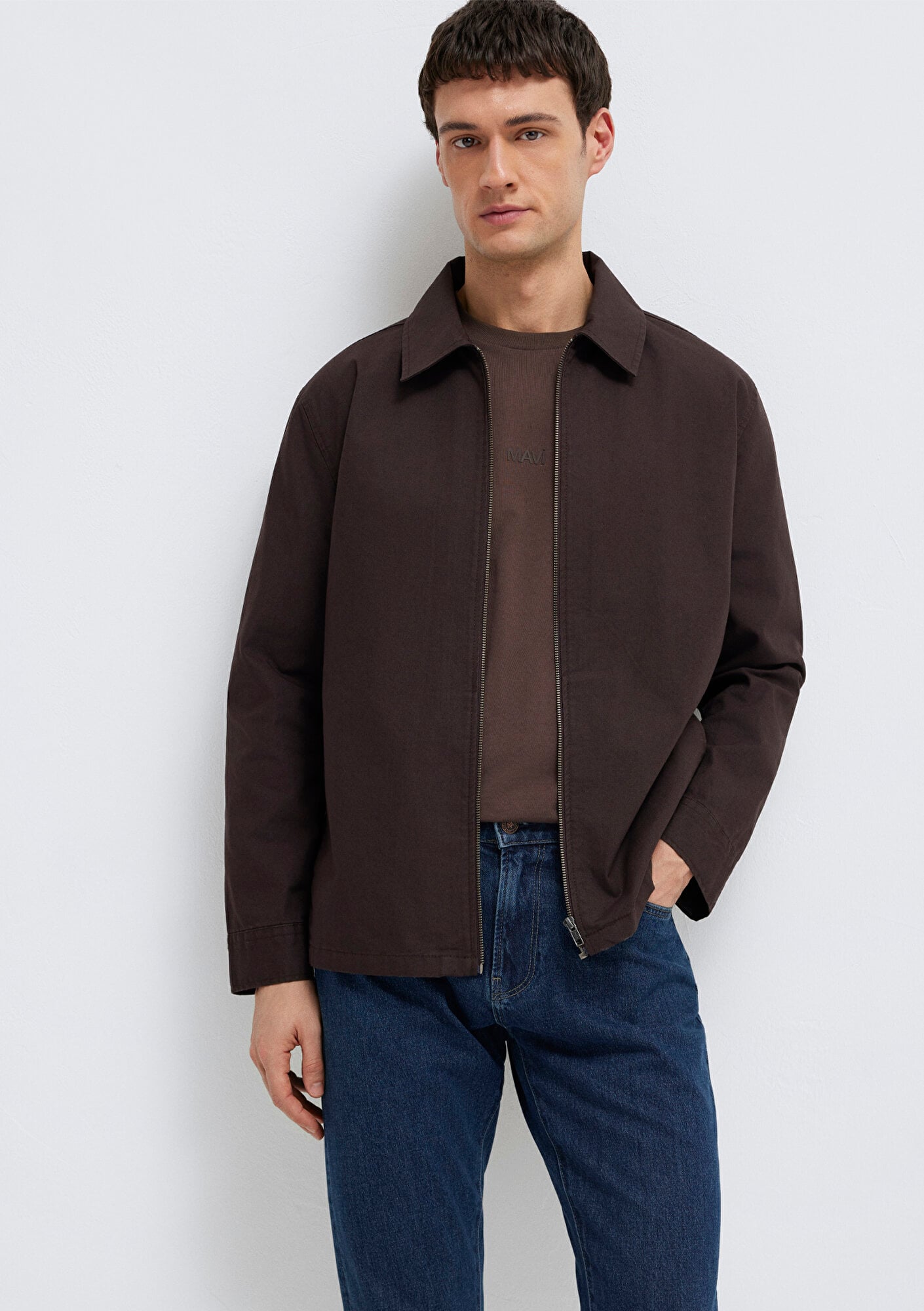  Mavi Kahverengi Gömlek Loose Fit / Bol Rahat Kesim 0212059-88615