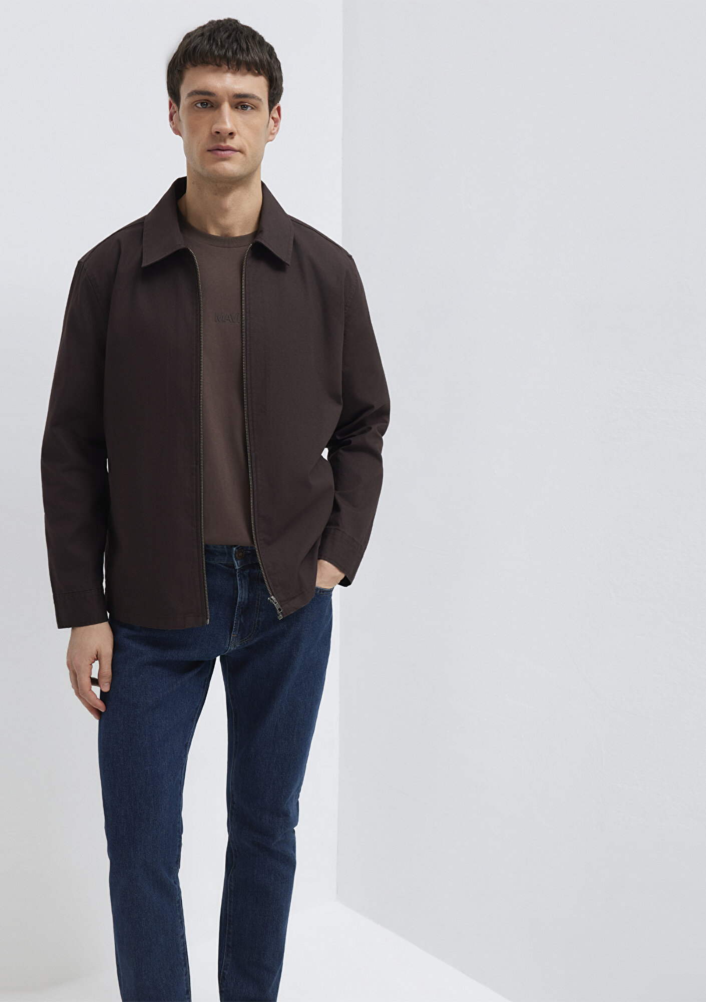  Mavi Kahverengi Gömlek Loose Fit / Bol Rahat Kesim 0212059-88615