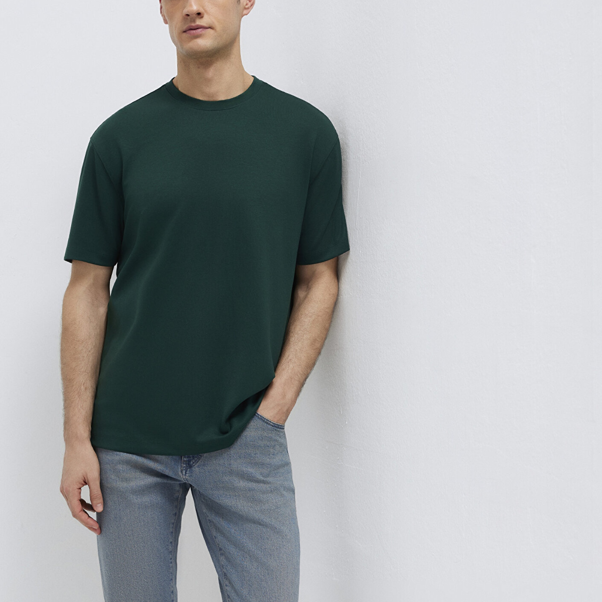 Mavi Yeşil Tişört Loose Fit / Bol Rahat Kesim 0613467-85370