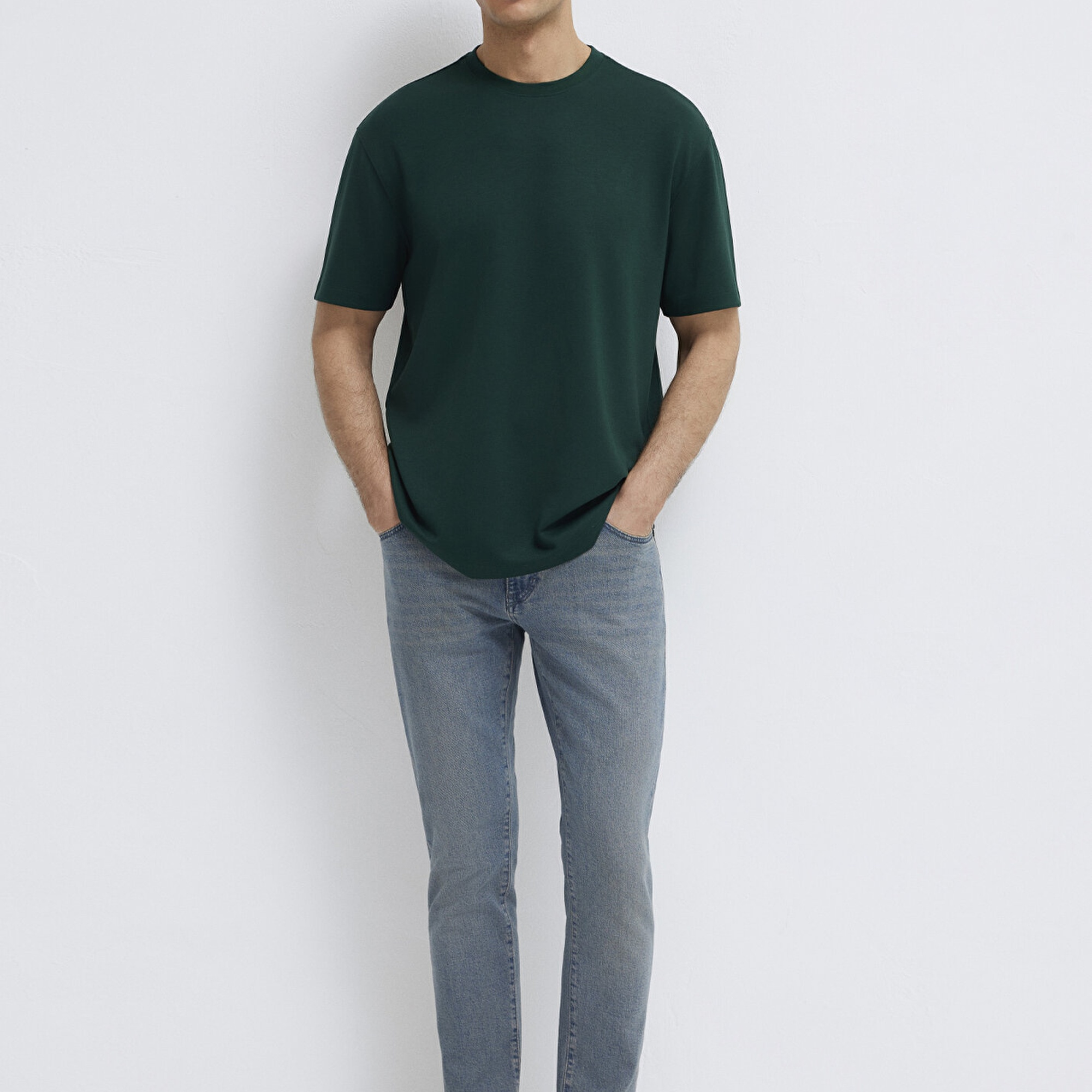 Mavi Yeşil Tişört Loose Fit / Bol Rahat Kesim 0613467-85370