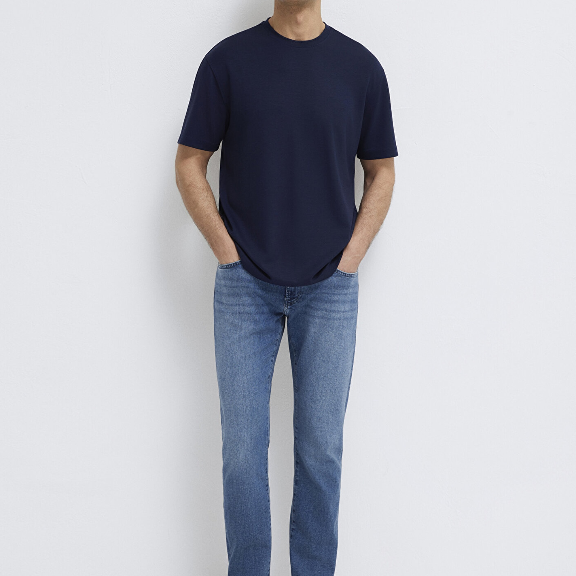 Mavi Lacivert Tişört Loose Fit / Bol Rahat Kesim 0613467-86415