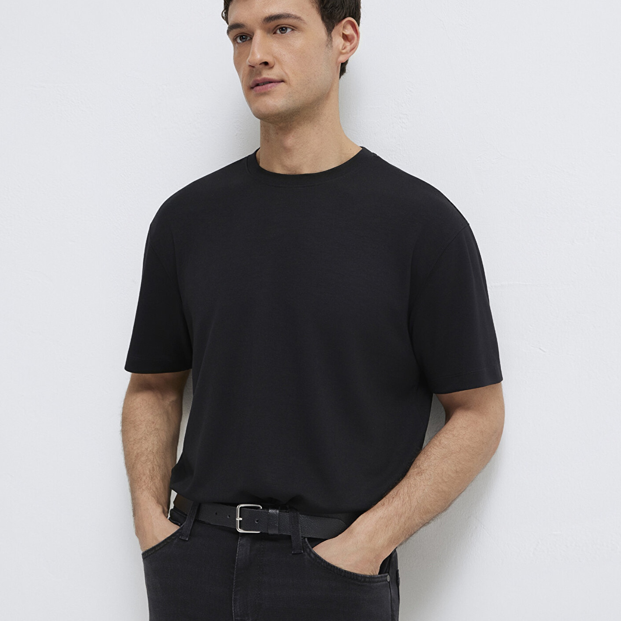 Mavi Siyah Tişört Loose Fit / Bol Rahat Kesim 0613467-900