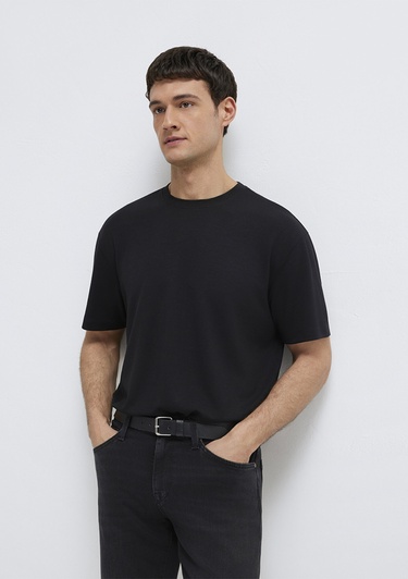  Mavi Siyah Tişört Loose Fit / Bol Rahat Kesim 0613467-900