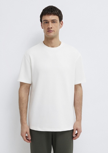  Mavi Ekru Tişört Loose Fit / Bol Rahat Kesim 0613467-70057