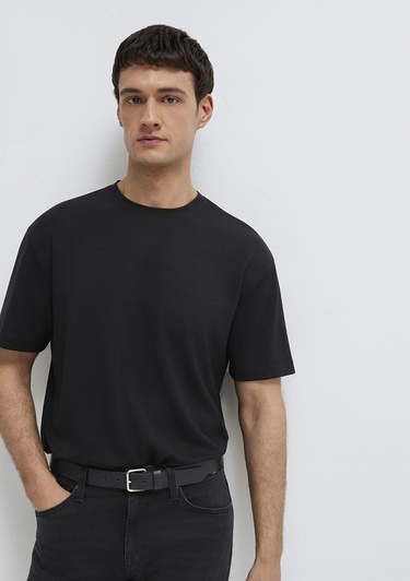  Mavi Siyah Tişört Loose Fit / Bol Rahat Kesim 0613467-900