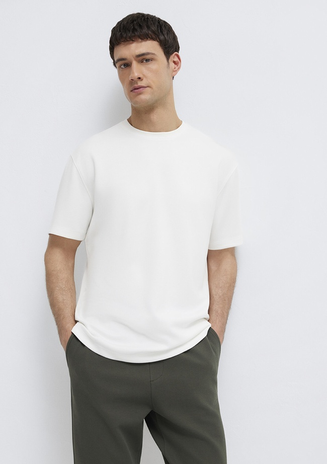  Mavi Ekru Tişört Loose Fit / Bol Rahat Kesim 0613467-70057