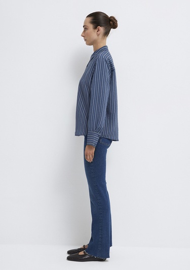  Mavi Çizgili (TENCEL™) Gömlek Loose Fit / Bol Rahat Kesim 1211373-91385