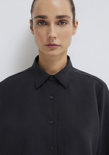  Mavi Siyah (TENCEL™) Gömlek Loose Fit / Bol Rahat Kesim 1211373-900