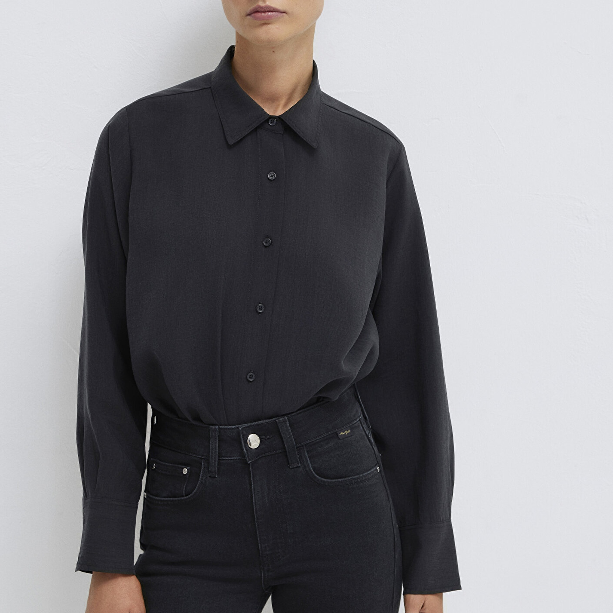 Mavi Siyah (TENCEL™) Gömlek Loose Fit / Bol Rahat Kesim 1211373-900