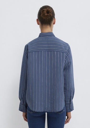  Mavi Çizgili (TENCEL™) Gömlek Loose Fit / Bol Rahat Kesim 1211373-91385