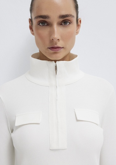  Mavi Ekru Tişört Slim Fit / Dar Kesim 1613748-70057