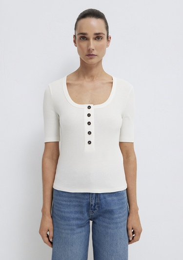  Mavi Ekru Tişört Fitted / Vücuda Oturan Kesim 1613751-80194