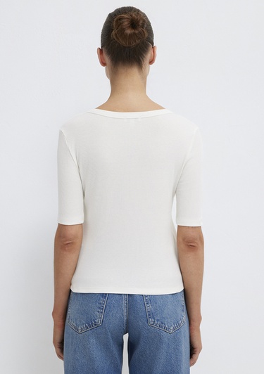  Mavi Ekru Tişört Fitted / Vücuda Oturan Kesim 1613751-80194