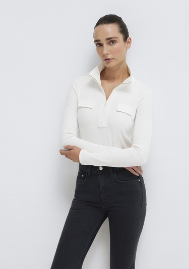  Mavi Ekru Tişört Slim Fit / Dar Kesim 1613748-70057