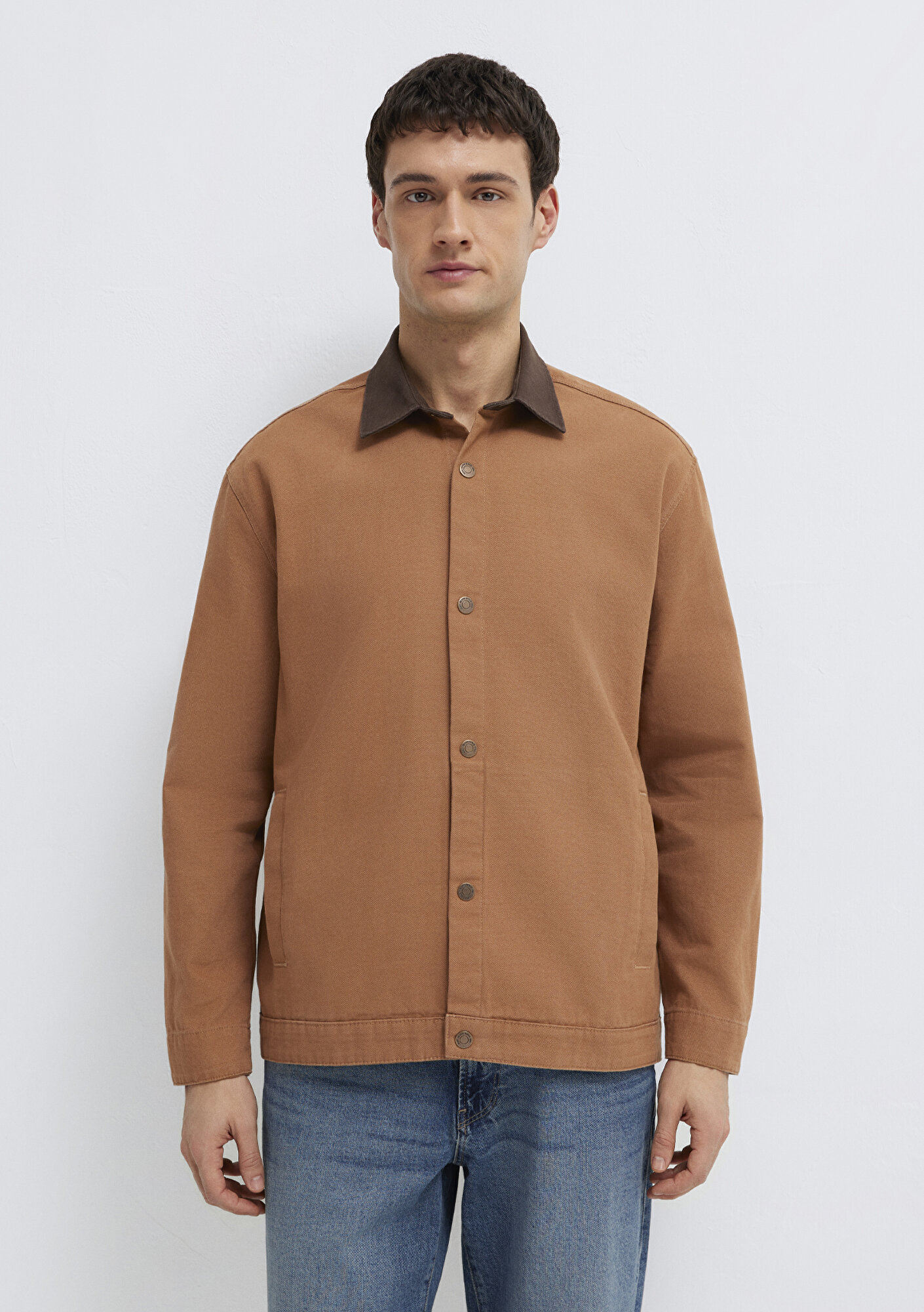  Mavi Kahverengi Gömlek Loose Fit / Bol Rahat Kesim 0211900-91393