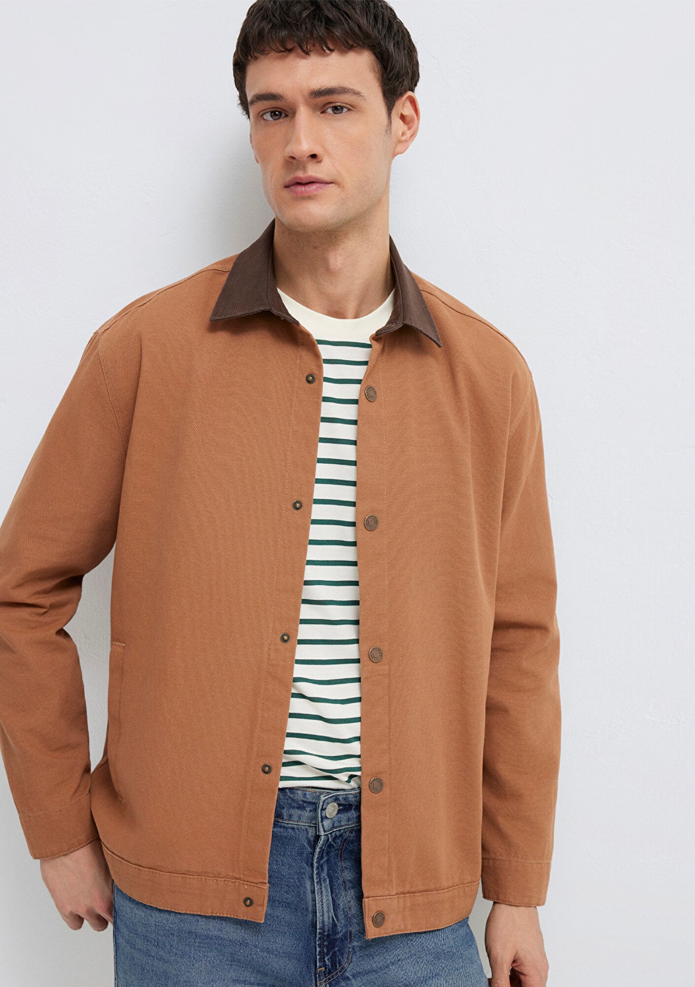  Mavi Kahverengi Gömlek Loose Fit / Bol Rahat Kesim 0211900-91393