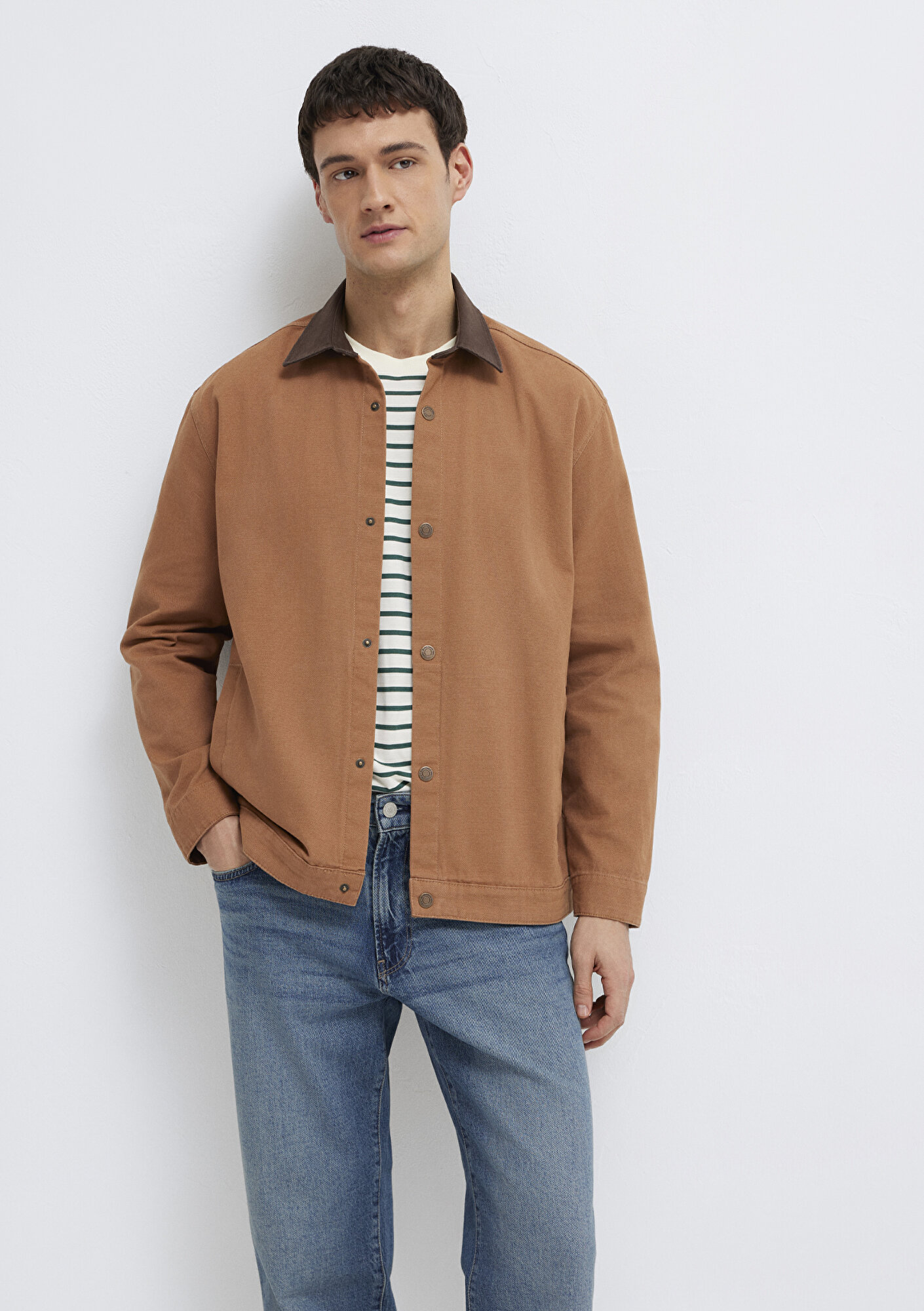  Mavi Kahverengi Gömlek Loose Fit / Bol Rahat Kesim 0211900-91393