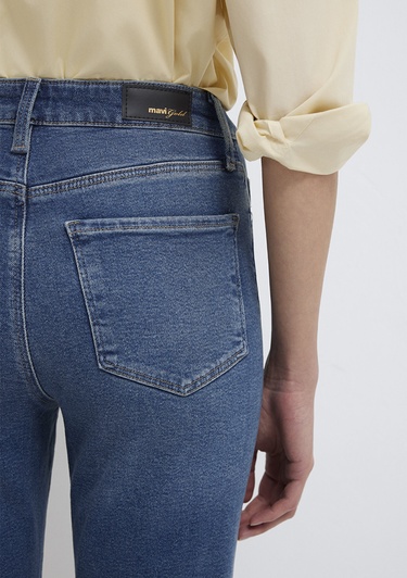  Mavi Star Gold Shape Puslu Koyu Mavi Jean Pantolon 101077-90534