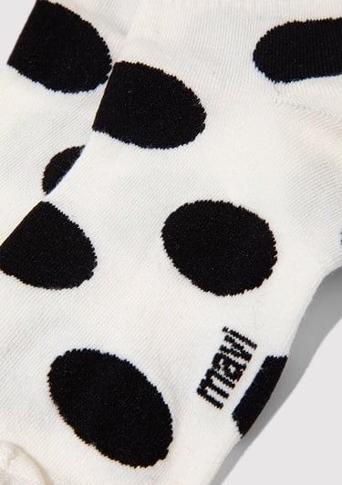  Mavi Puantiyeli Ekru Soket Çorap 1913947-620