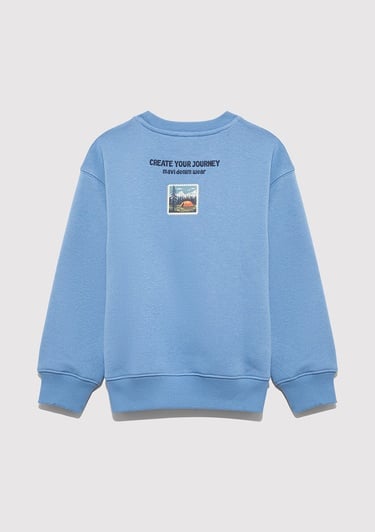  Mavi Adventure Awaits Baskılı Mavi Sweatshirt 6S10146-70724