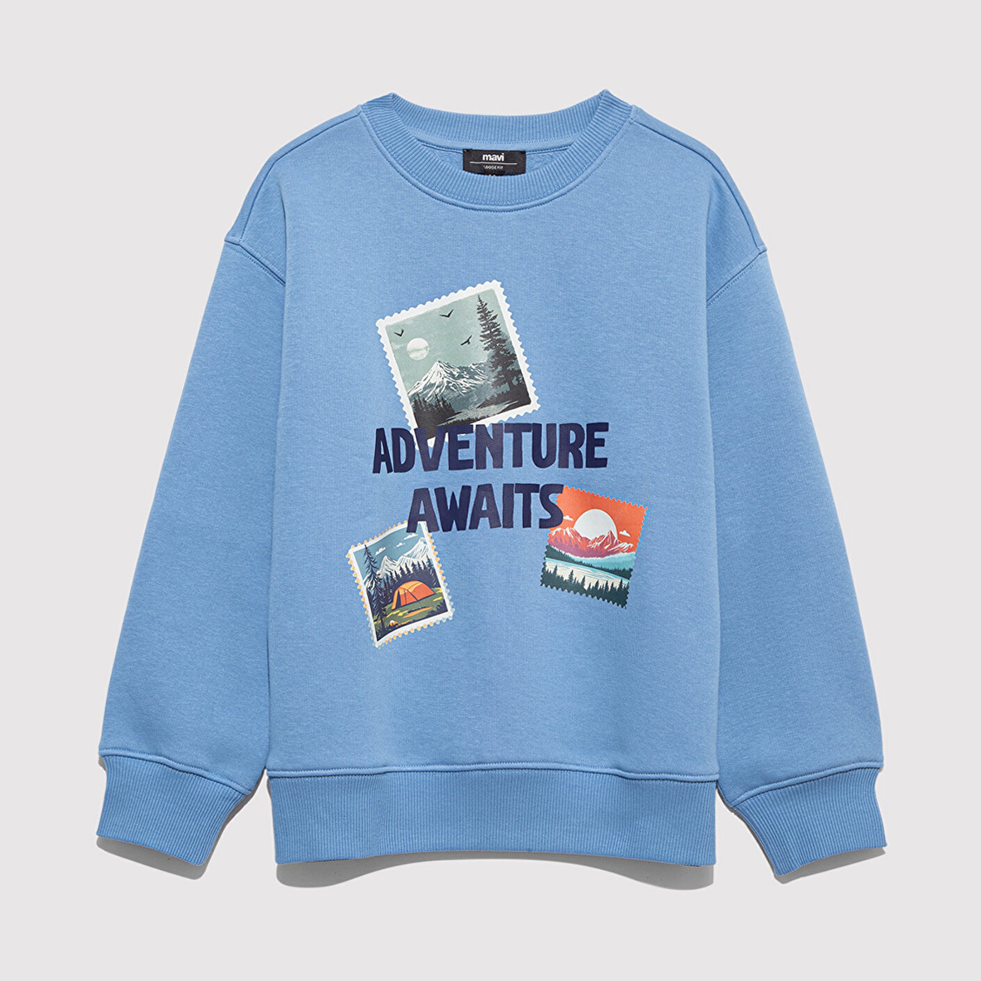 Mavi Adventure Awaits Baskılı Mavi Sweatshirt 6S10146-70724