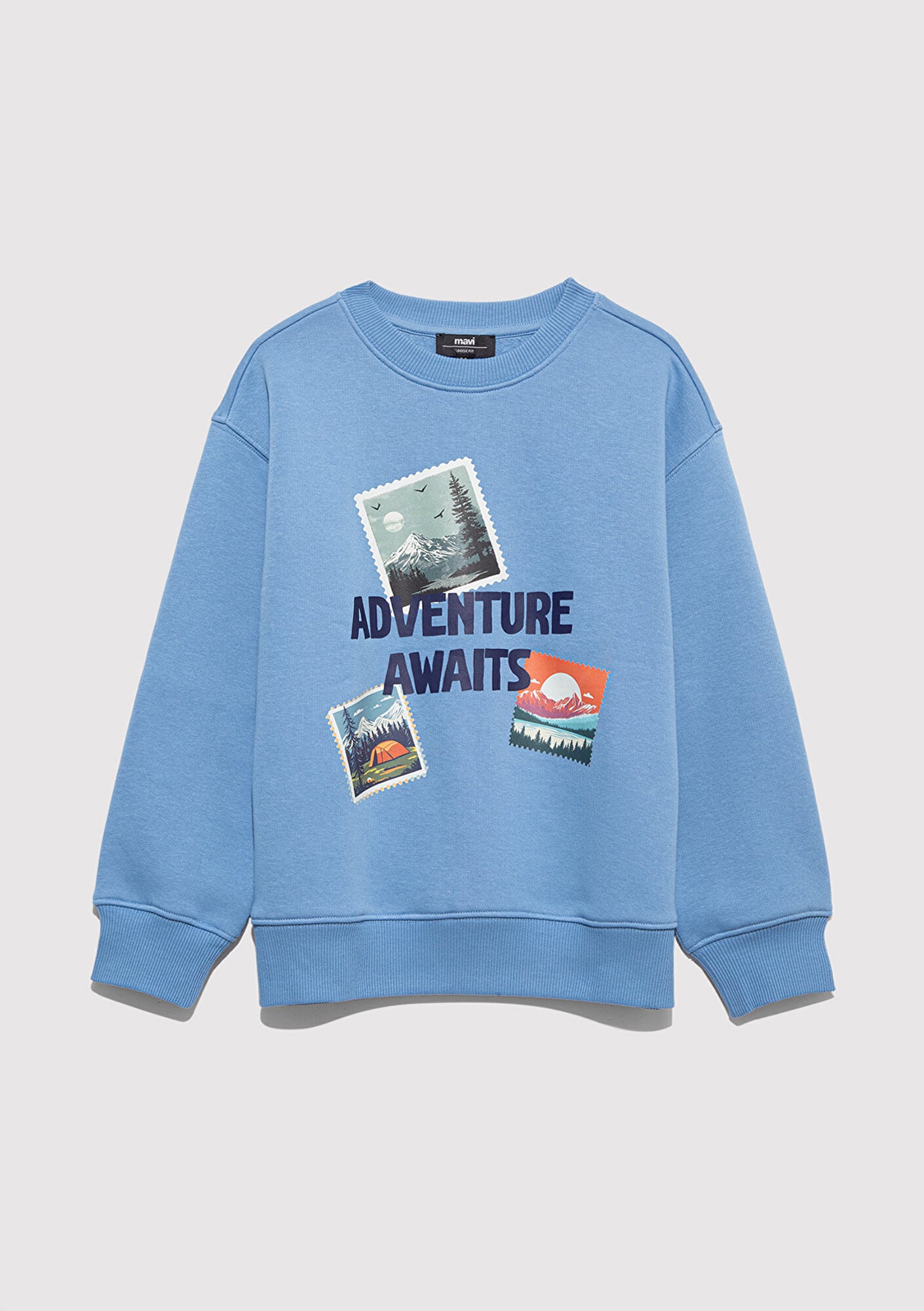  Mavi Adventure Awaits Baskılı Mavi Sweatshirt 6S10146-70724