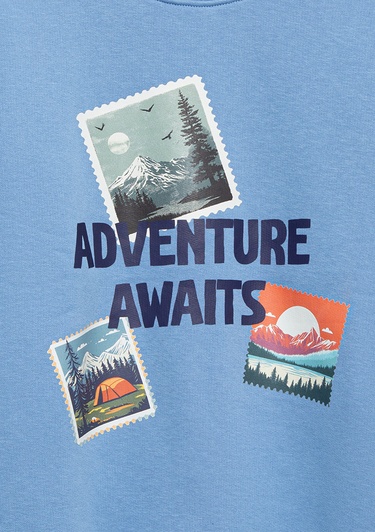  Mavi Adventure Awaits Baskılı Mavi Sweatshirt 6S10146-70724